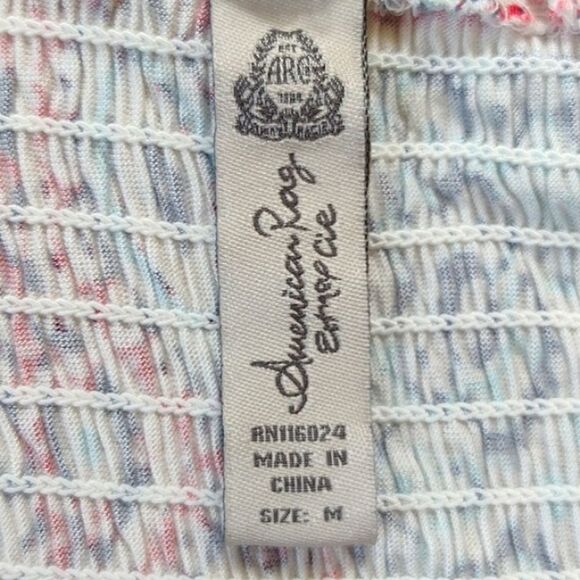 American Rag Cie Red White and Blue Mosaic Smocked Dress Size Medium - Picture 6 of 11